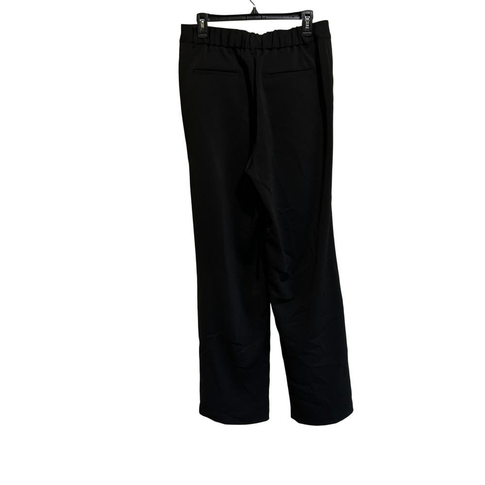 Quince Wide Leg Trousers Size 10 Black Pleated Front Elastic Waist